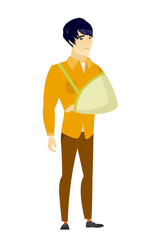 Injured businessman with broken arm.