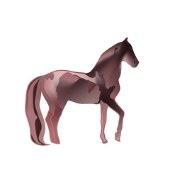 Fototapeta na wymiar Vintage mystical horse in scarlet colors on black background.
