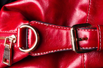 fittings on the leather hand bag