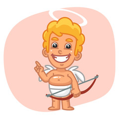 Cupid Holding Bow and Points Finger