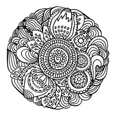 stock vector abstract hand draw flower and wave, doodle pattern.