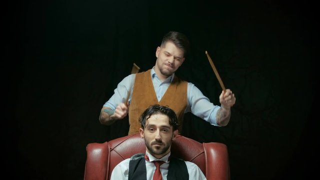 funny fashion Portrait of bearded man