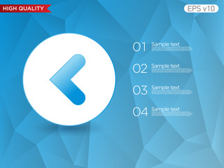 Colored icon or button of left arrow symbol with background
