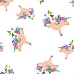 Plasticine  baby animal 3D unicorn  sculpture seamless pattern
