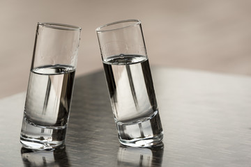 Tilting glasses toast