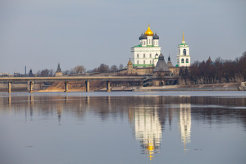 Orthodox churches of Kremlin in Pskov, Russia