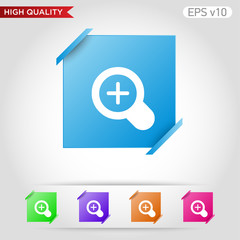 Colored icon or button of zoom in symbol with background
