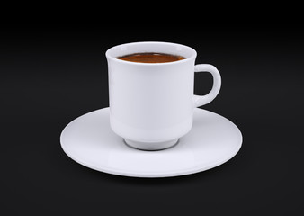 White coffee cup isolated on dark background