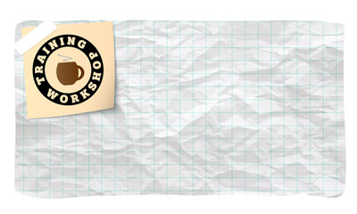 Vector graph paper with workshop icon and cup of coffee