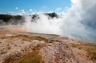 Excelsior Geyser in Yellowstone National Park in Wyoming USA
