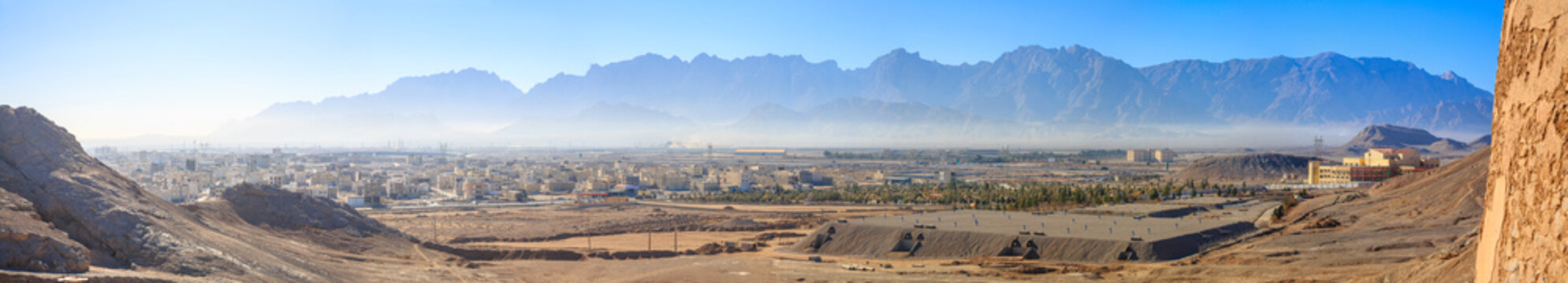 bird eye view panorama new town of yazd