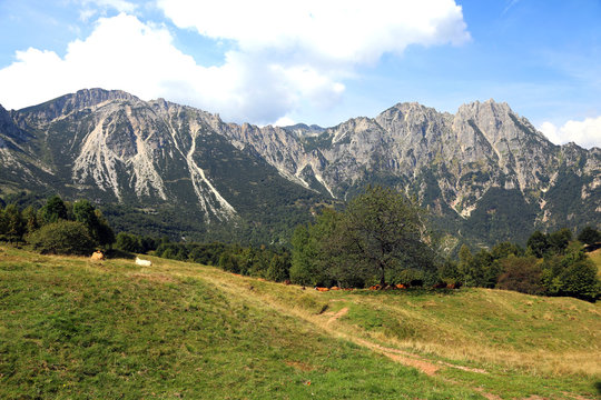 great landscape of italian mountains called Venetian Prealps in