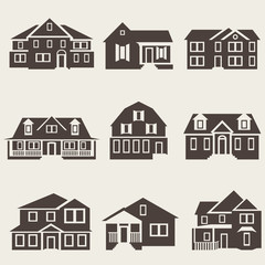 Vector illustration of houses icon black set