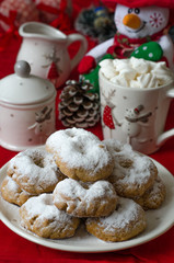 Traditional Spanish Christmas cookies wine ring in powdered suga