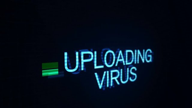 Uploading virus files over  internet connection on computer screen