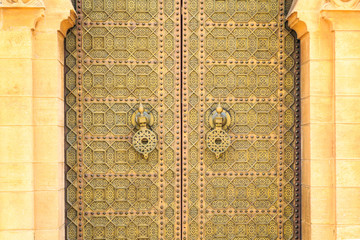 Old entrance door  at the Royal palace in Morocco Fes