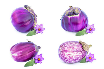 Eggplants closeup isolated on white