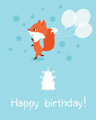 Birthday card with fox