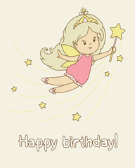 Birthday card with fairy