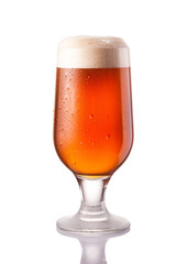 dark cold beer in frosty glass isolated on white