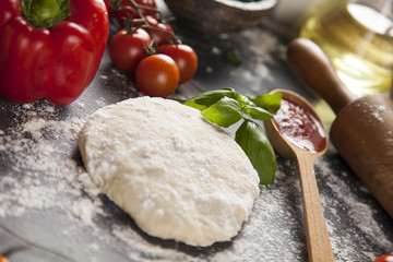 Homemade italian pizza preparation