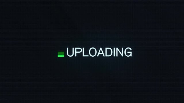 Uploading Green Arrow Symbol on Computer Screen on Futuristic Interface