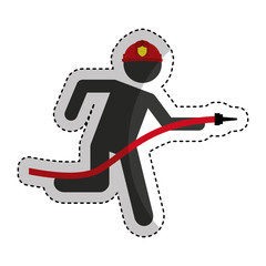 firefighter running isolated icon vector illustration design