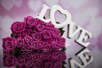 Wooden letters love and heart