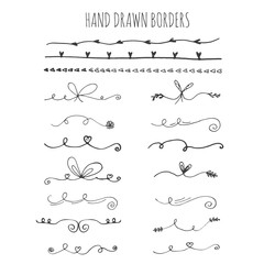 Collection of hand drawn ink borders