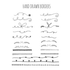 Collection of hand drawn ink borders