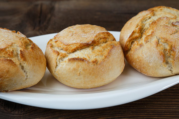Delicious homemade bakery products on a white plate