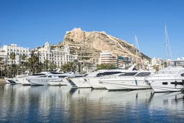 Acrylic prints Port View from the yacht marine port on Santa Barbara castle in Alicante, Costa Blanca, Spain