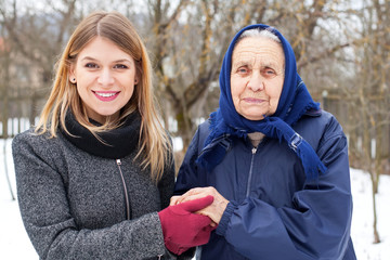 Beautiful woman with her grandmother