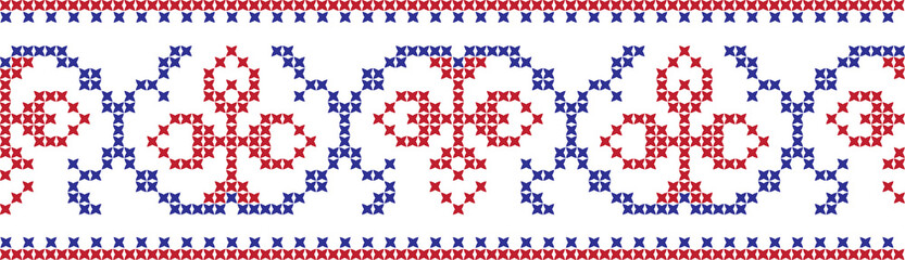 Embroidered cross-national pattern