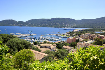 View to the port of Porto Vecchio, Corsica, France.