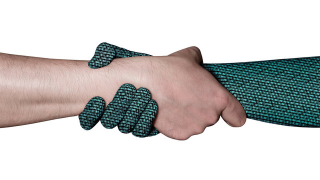Handschlag, freigestellt auf wei&szlig;em Hintergrund