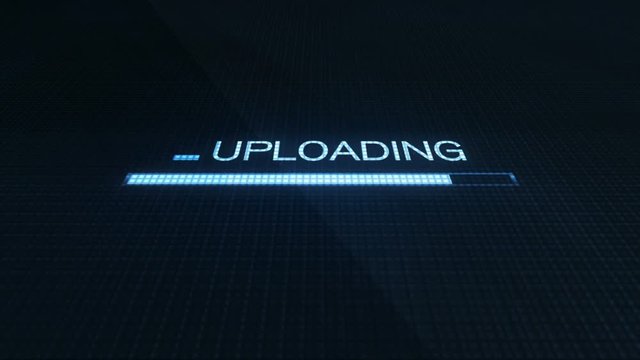 Uploading Progress Bar on Computer Screen futuristic interface downloading files