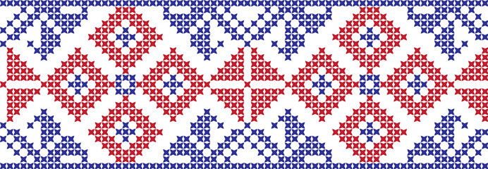 Embroidered cross-national pattern