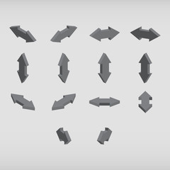 Set of isometric arrows gray color.