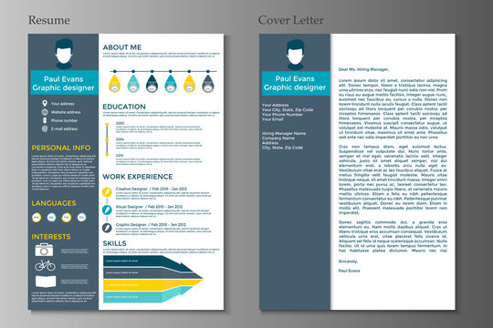 Resume and Cover letter in flat style design