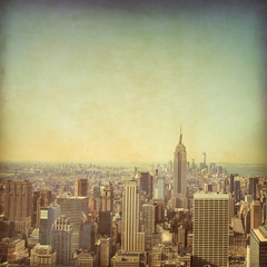 New York City Manhattan skyline. Grunge and retro style.