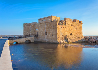 Late afternoon view of the Paphos Castle , Cyprus