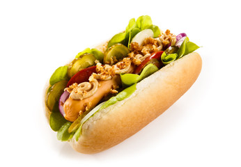 Hot dog on white background 