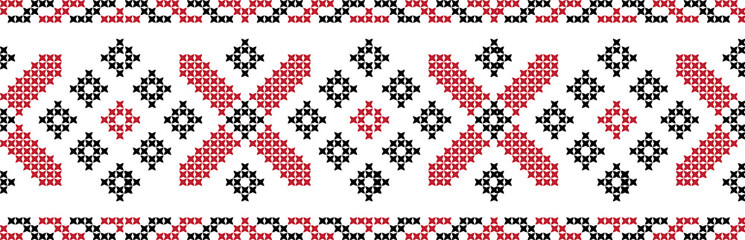 Embroidered cross-national pattern