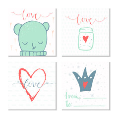 Set of 4 Valentines day gift card