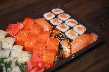 rolls, sushi, eating, food, ginger