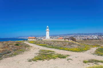Fototapeta na wymiar Old lighthouse in Pafos, Cyprus