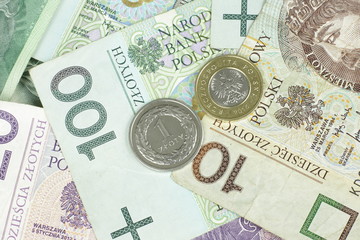 Polski złoty - monety i banknoty.  - obrazy, fototapety, plakaty