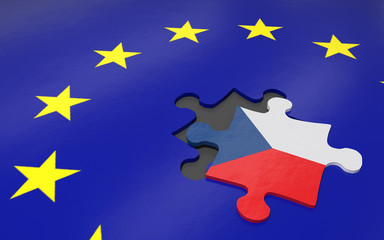 3d illustration demonstrate Czech Respublic exit from EU