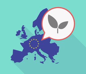 Long shadow EU map with a plant